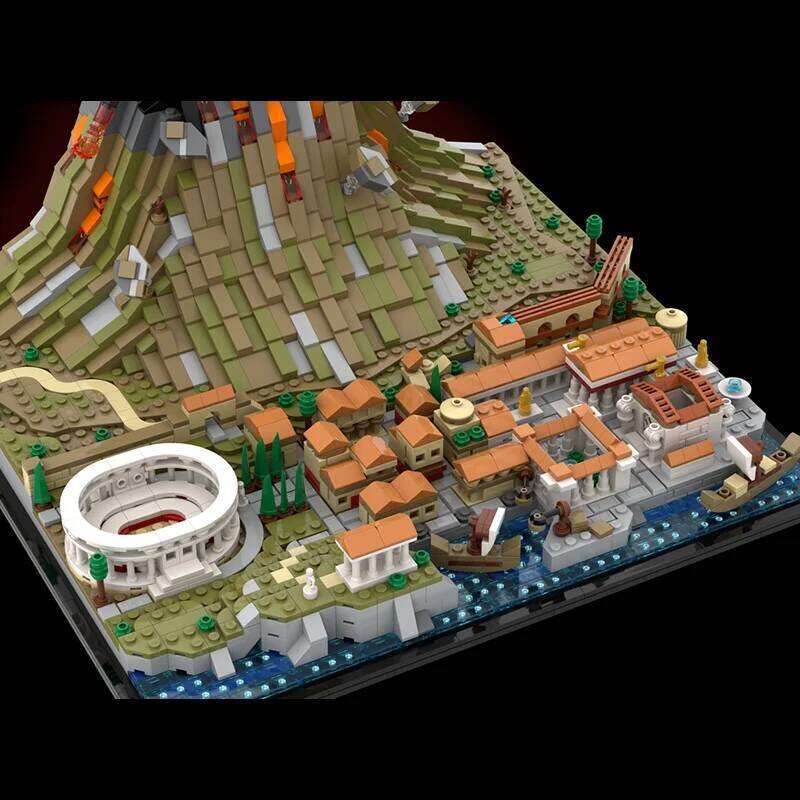 MOC Custom Vesuvius and Pompeii Architectural Model Building Blocks Technology Bricks DIY Assembly Toys Children's Gift Z260306