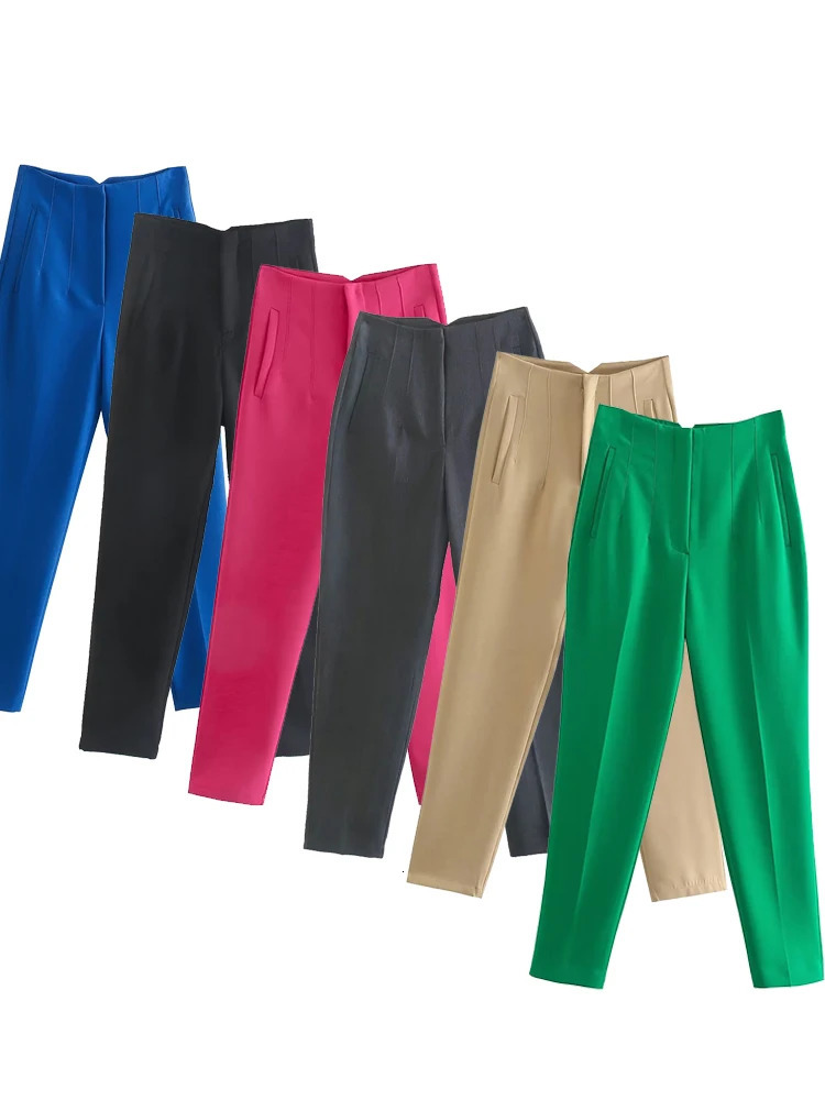 Willshela Women Fashion Straight Pants High Waist Front Zipper Trousers Vintage Full Length Female Chic Lady 260306