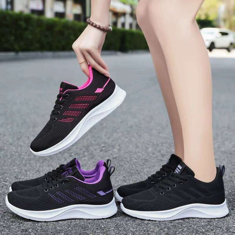 Litfun Women's Casual Sports Fashion Female Soft Bottom Sneakers Breathable Mesh Running Leisure Light Flats Shoes