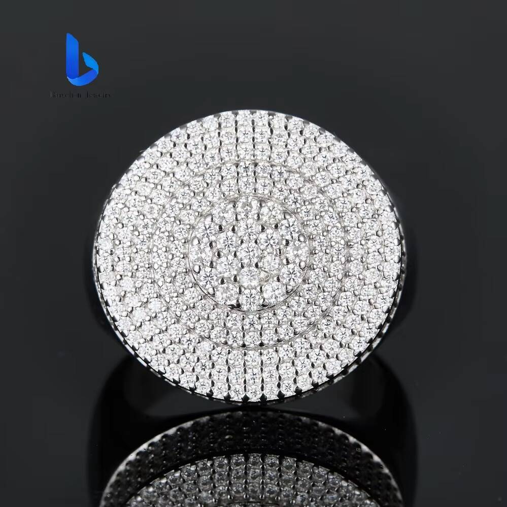 The Round Design Iced Out 925 Sterling Silver Men Ring VVS Grade Moissanite Stones Customizable Hip Hop Jewelry for Men