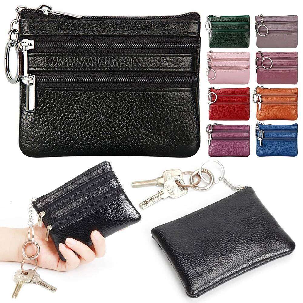 Portable PU Leather Coin Waterproof with Key Ring Wallet Money Bag Wear-resistant Zipper Pocket Purse Women C260304