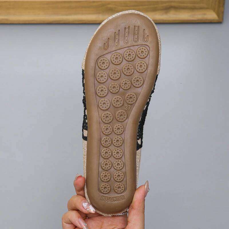 2026 Summer New Women's Anti slip and Wear resistant Baotou with Hollow Edge Design Fashionable Flat Heel Slippers