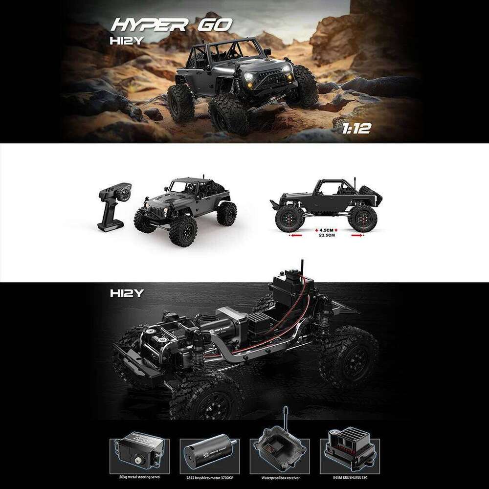 1/12 MJX Hyper Go H12Y+ 4WD Brushless Sensored Motor 2.4G Remote Control Car 12km/H Professional Off-Road Climbing Racing Truck C260305