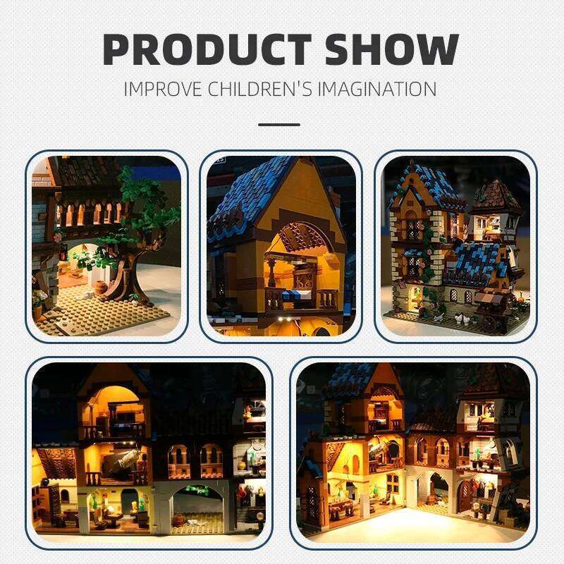 2843PCS Medieval Tavern Building Block City Street View MOC Model Bricks Creative Desktop Ornaments Toys Gifts For Kids Z260305