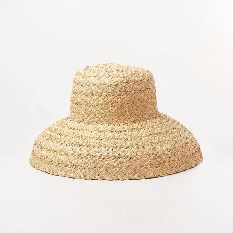 Summer Sun Hat Hand-knitted Raffia Retro Travel Sunscreen Beach Vacation Straw Hat with Lacing for Children Adult Holidays 260228
