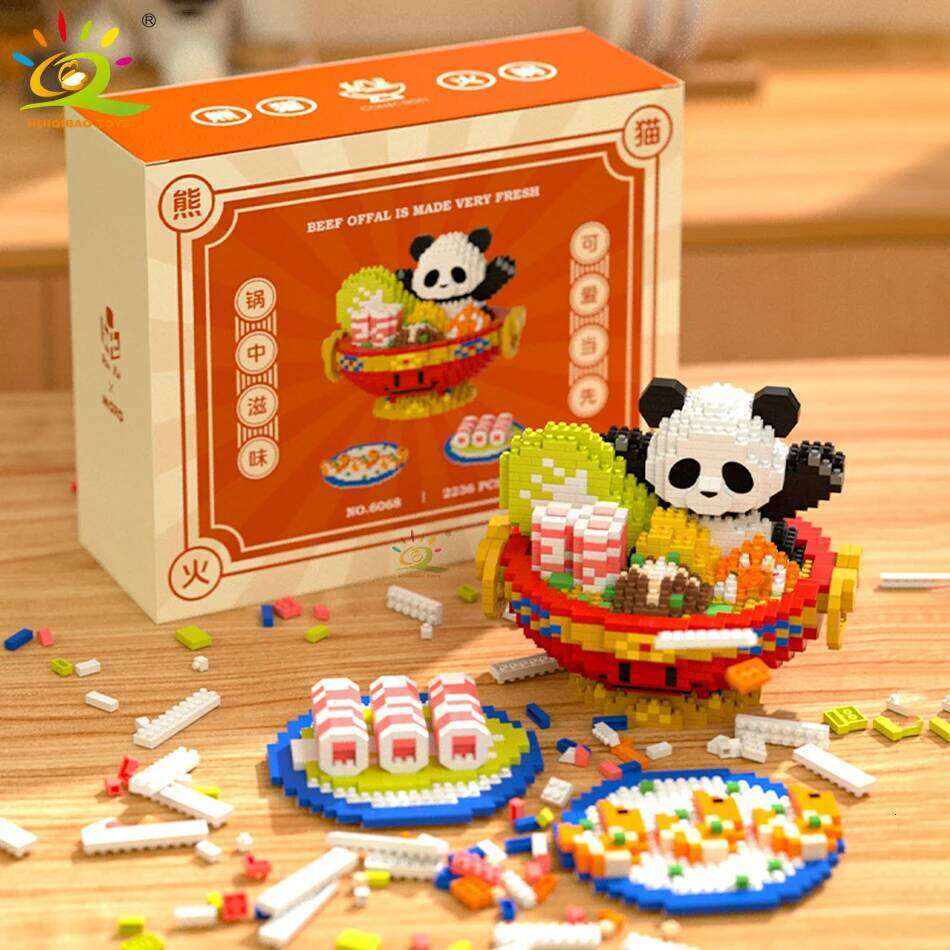 HUIQIBAO 2236PCS Mini Hot Pot Panda Micro Building Blocks 3D Model Animals Bricks DIY City Construction Toys for Children Kids Z260306