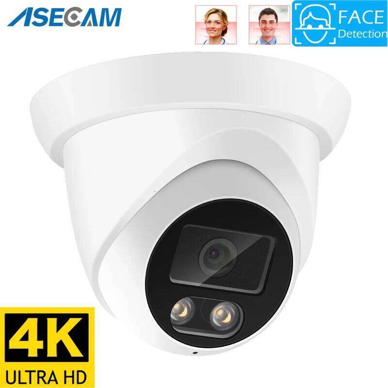 8MP 4K IP Camera Outdoor Face Detection Audio Dual Light H.265 CCTV Metal Dome POE Surveillance Security RTSP 26W0306