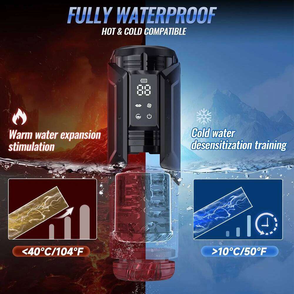 Male Masturbator Stroker with Sucking Thrusting Rotating & 7 Licking Adult Toys, Pocket Pussy Mens Toy Blowjob Sex Machine W260305