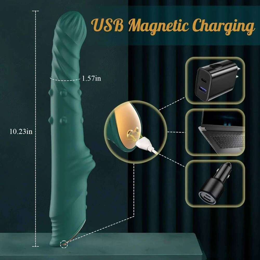 Rotation Thrusting Vibrator for Women 2 in 1 Clitoris Stimulator Telescopic Dildo rotating beads Female Masturbation W260305