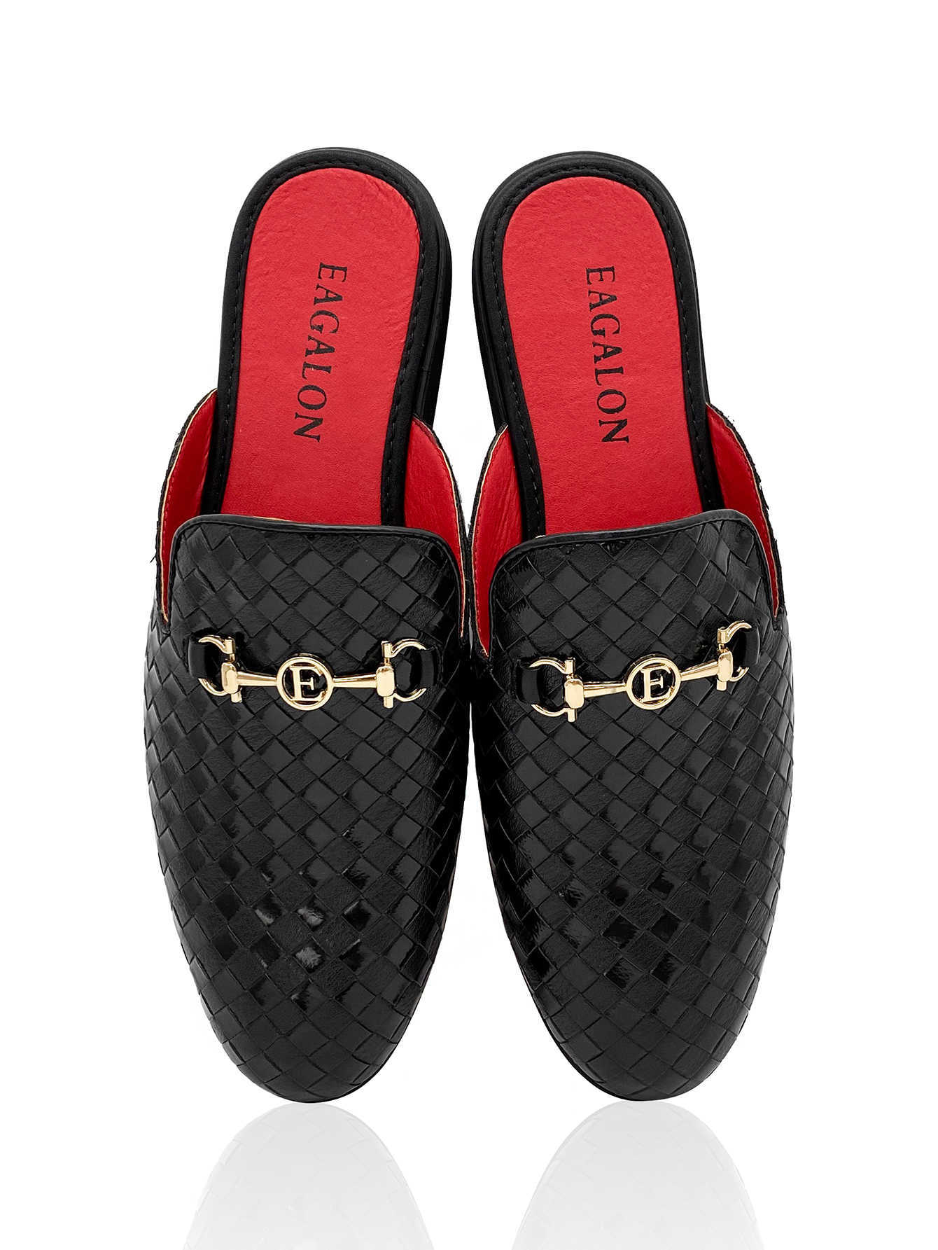 Dress Shoes Slippers Flat-bottomed Cut Shoes Women Men Black And Red Men Shoes Leather Slippers Red Bottom Flat-bottomed Heels