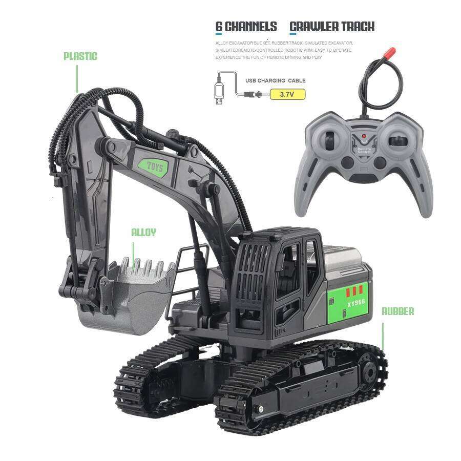 Remote Control Excavator Kids Toy - Alloy Bucket Tracked All-Terrain Electric Model with Simulated Mechanical Arm Gift for Boys C260305