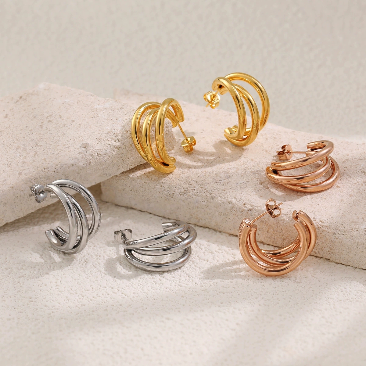 Sophisticated Metal-Inspired Jewelry Collection: Premium Titanium/Stainless Steel Earing Sets
