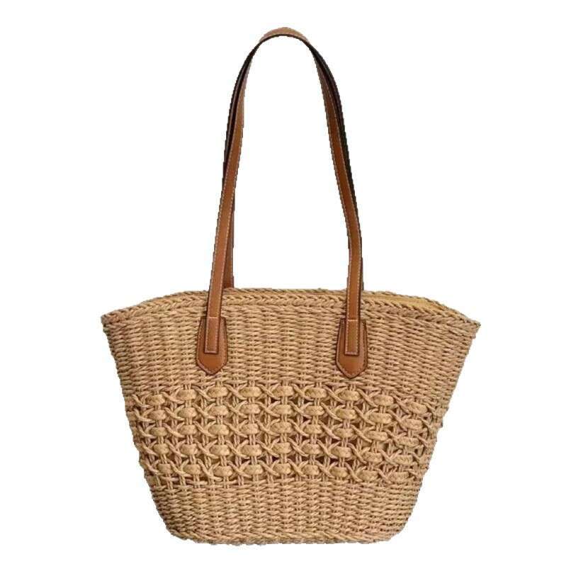 Hollow Out Bag Women, Capacity Versatile Woven Shoulder Commuting Straw Bag, Large Tote For Beach