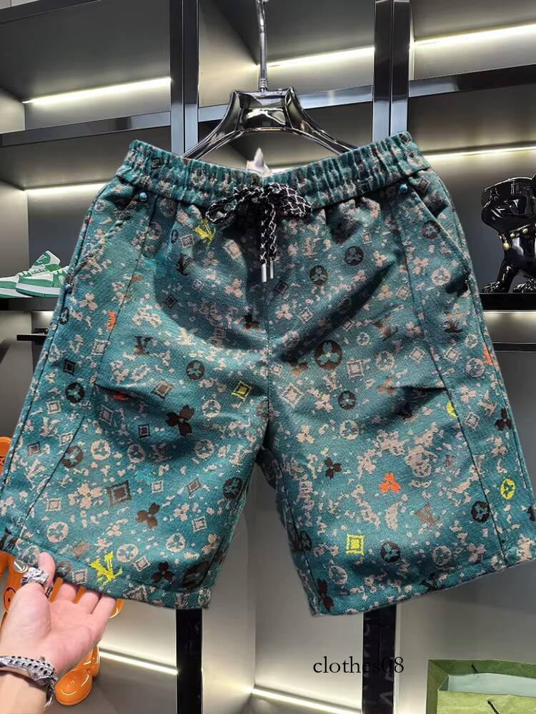 European-style men's high-end jacquard casual shorts, trendy brand 2025 new summer American-style beach shorts for men