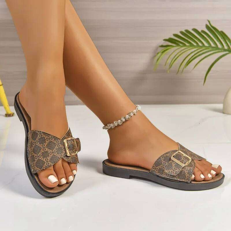 New Casual Style Slip-On Slide Sandals Fashion Outside Wear Cork Women Slippers Retro Non-slip Outdoor Beach Shoes