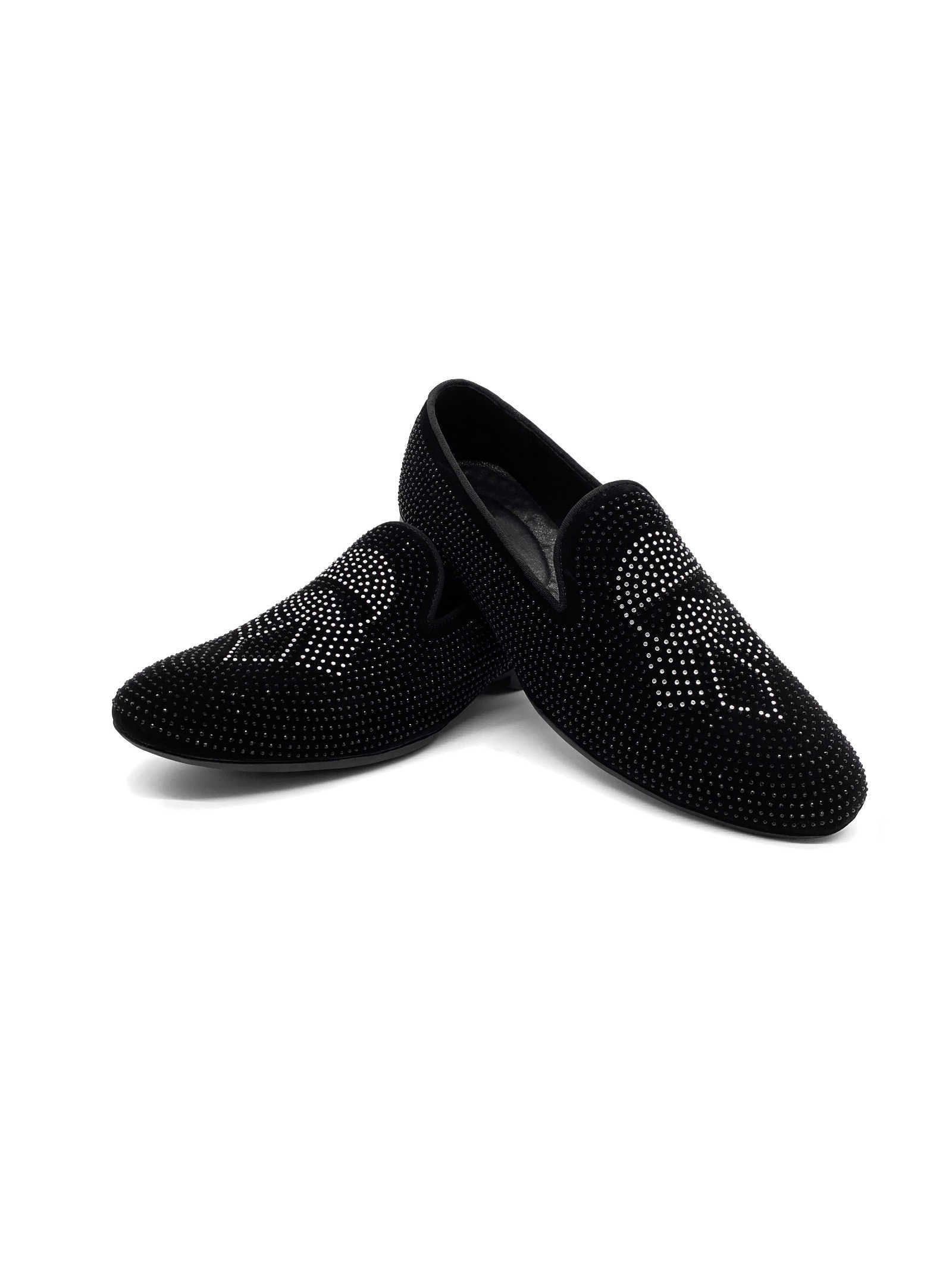 Luxury Rhinestone Shoes Black Men Loafers Wedding Shoes Designer Dress Shoe Pointed Toes Formal Business Party D35 D38