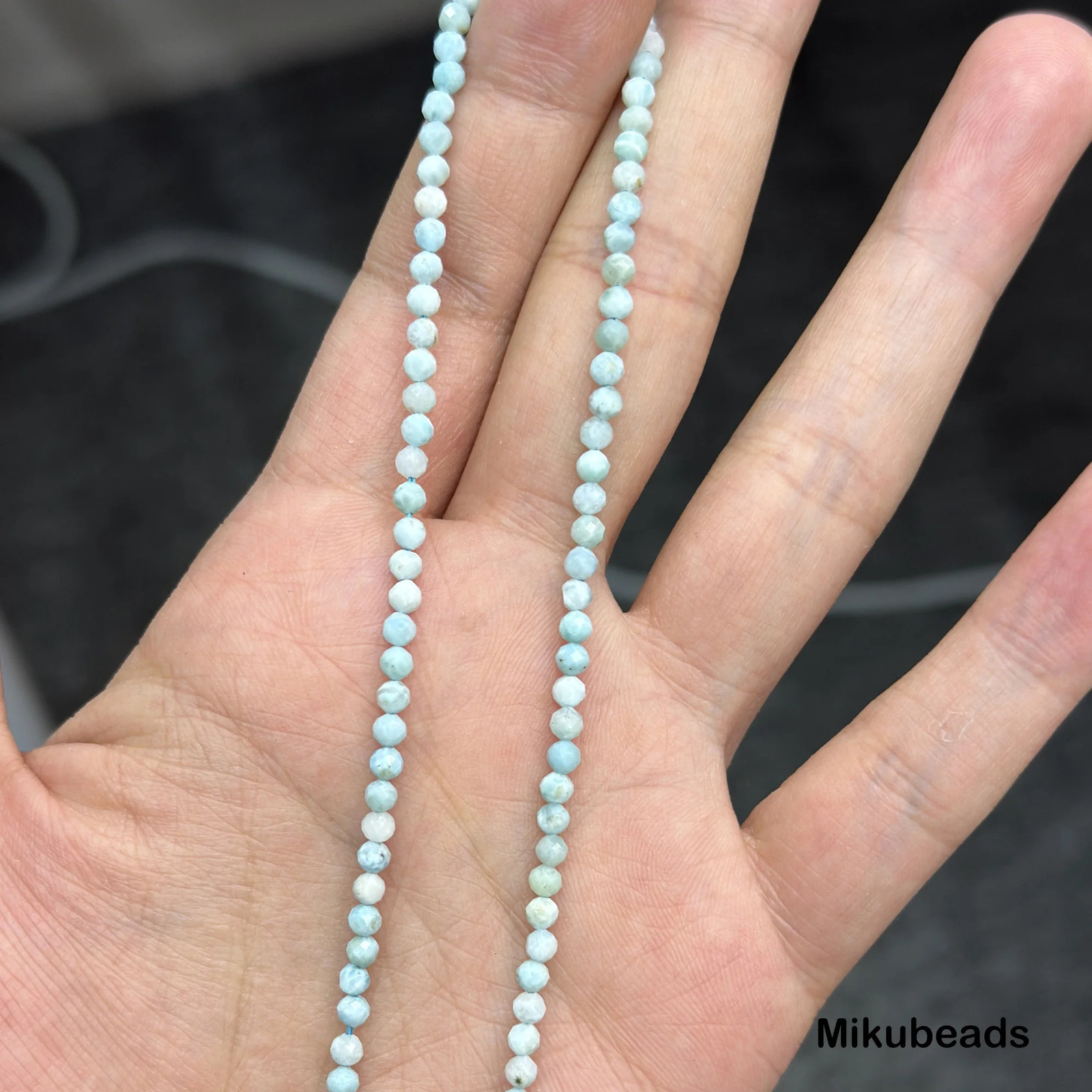 Wholesale Natural m 4mm A Larimar Faceted Round Loose Beads For Making Jewelry DIY Stone Necklace Strand Mikubeads 260302
