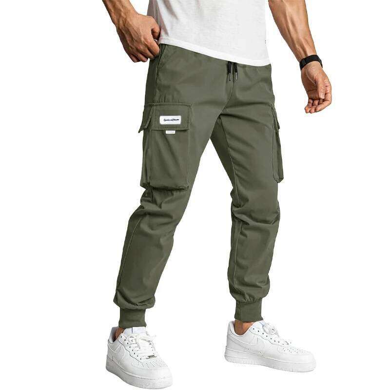 Spring Men's Cargo Trousers Long Sports Sweatpants Elastic Waist Casual Drawstring Streetwear Baggy Pants for Men