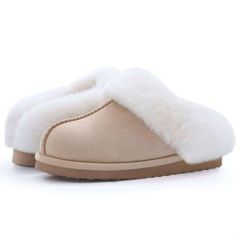 Litfun Winter Fuzzy Women's Fluffy Non-slip House Warm Faux Fur Slides Cozy Plush Lining Outdoor Slippers