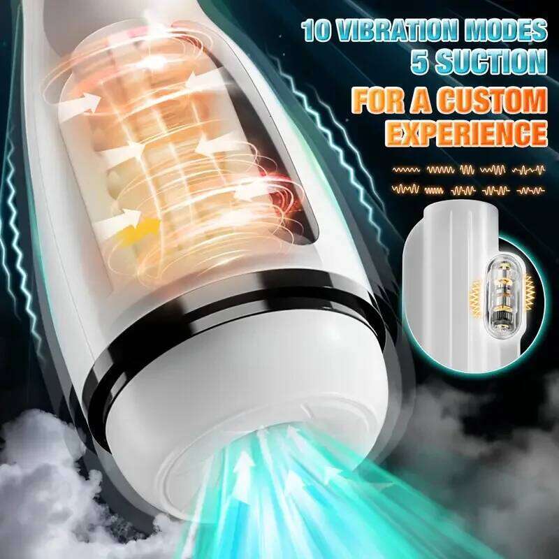 Mens Smart Heating Masturbator 10 Mode Sucking Blowjob Vibrator Trainer Dicks Cocks Penis Pump Massager Adult Male Sex Toy W260305