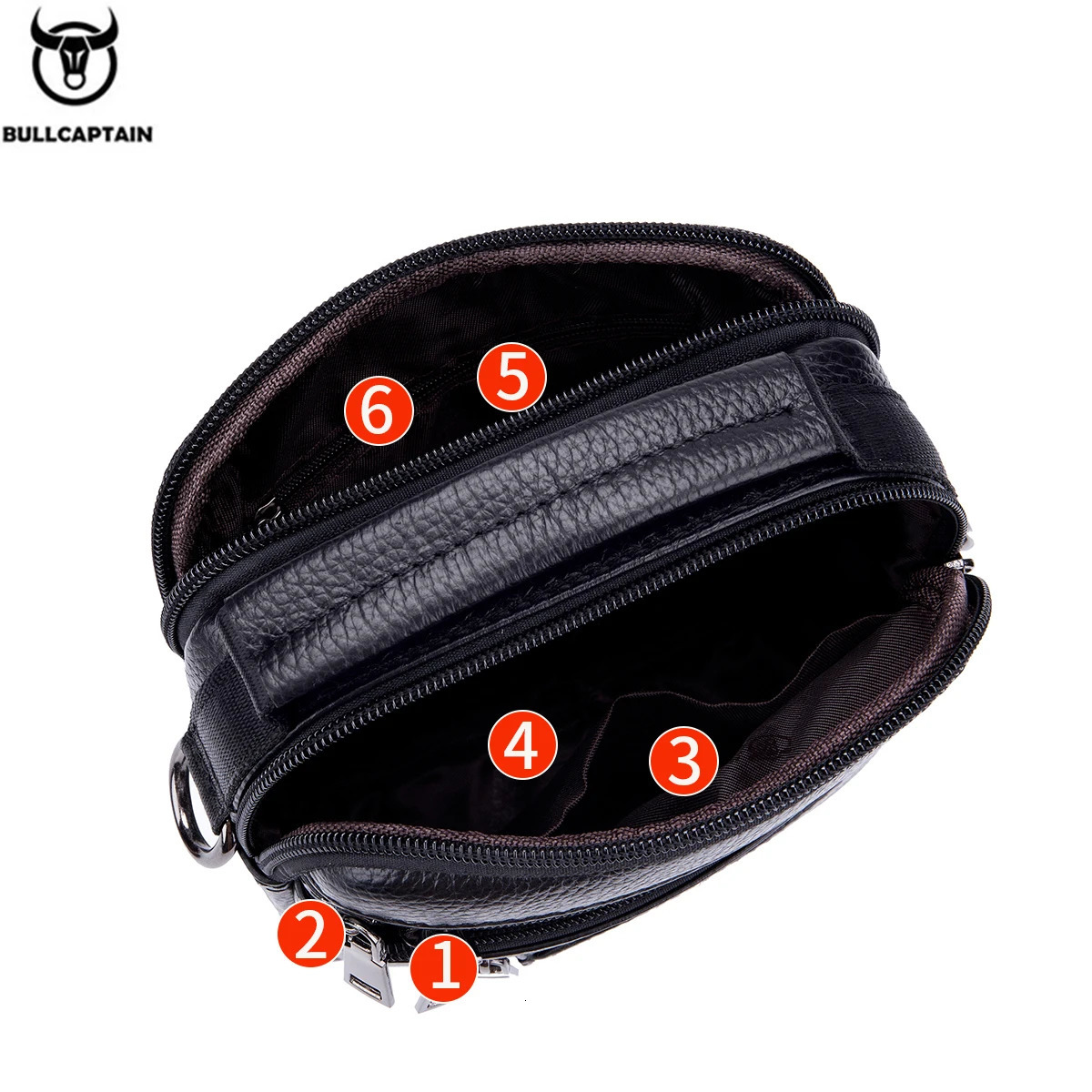 BULLCAPTAIN Men Bag Genuine Leather Man Crossbody Shoulder Bag Small Business Bags Male Messenger Leather Bags 260305