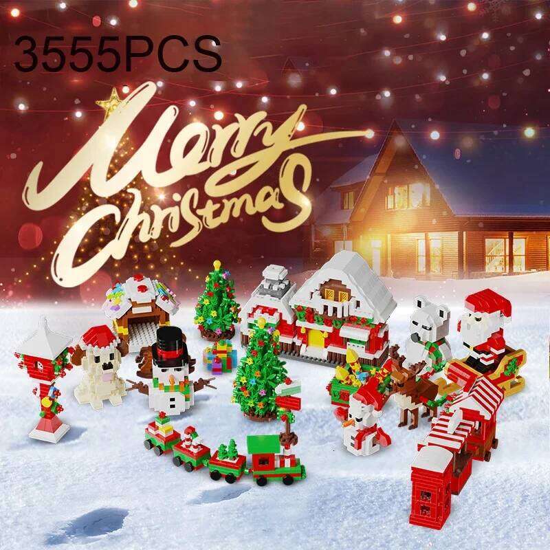 3555PCS Theme Building Blocks Set Santa Claus Snowman Snow House Elk Christmas Tree Bricks Toys Gift For Children Z260305