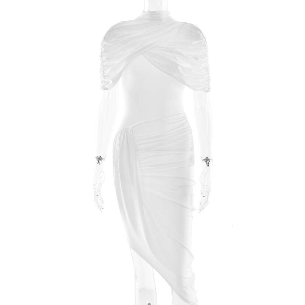 2026 New Foreign Trade Hot-Selling Elegant Slim-Fit Pleated Dress, Fashionable and Sexy Backless Bodycon Women's Long Dress