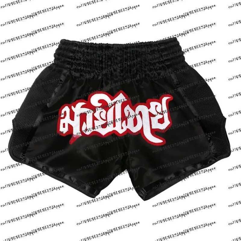2026 New Muay Thai Shorts Black Boxing Shorts Men Women Satin Martial Arts Gym Clothing Cage Fight Grappling Short Boxing Shorts X260306
