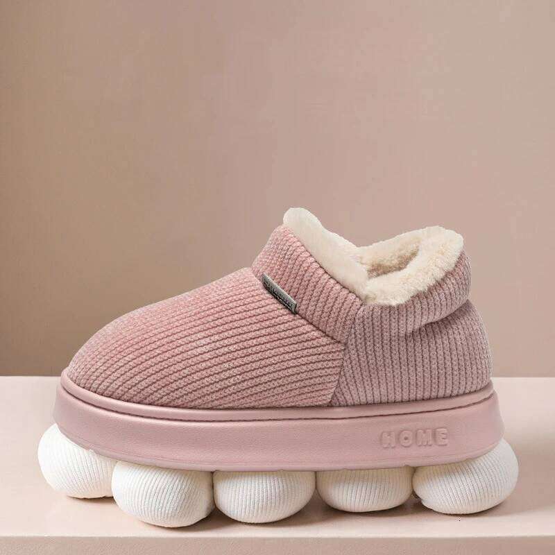 Litfun Winter Corduroy Ankle Non-slip Thick Bottom Indoor Cotton Plush Lining Comfy Warm Women's Snow Boots