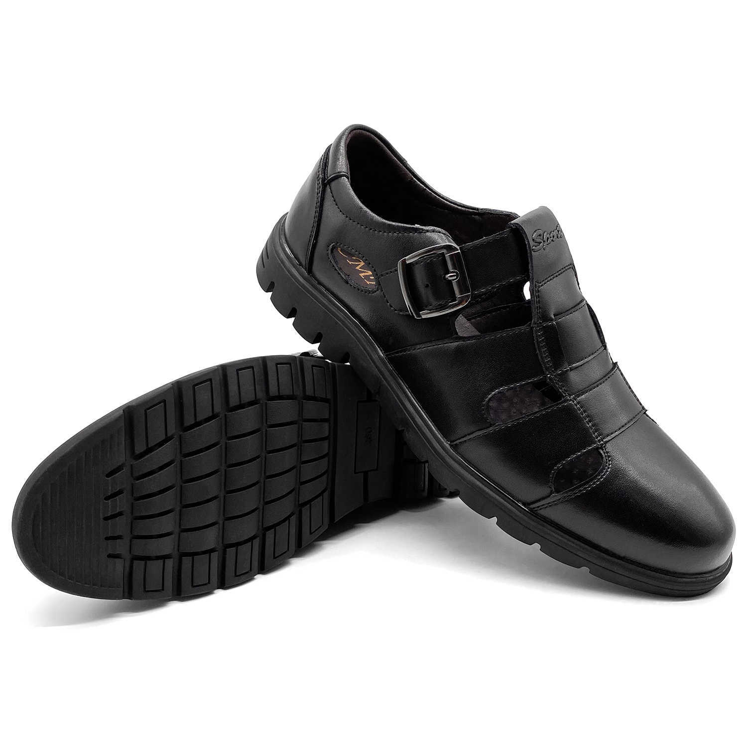 New 2026 Openwork Design Mens Sandals Luxury Leather Breathable Men Shoes High Quality Summer Sandal Soft Outdoor Slippers 5551