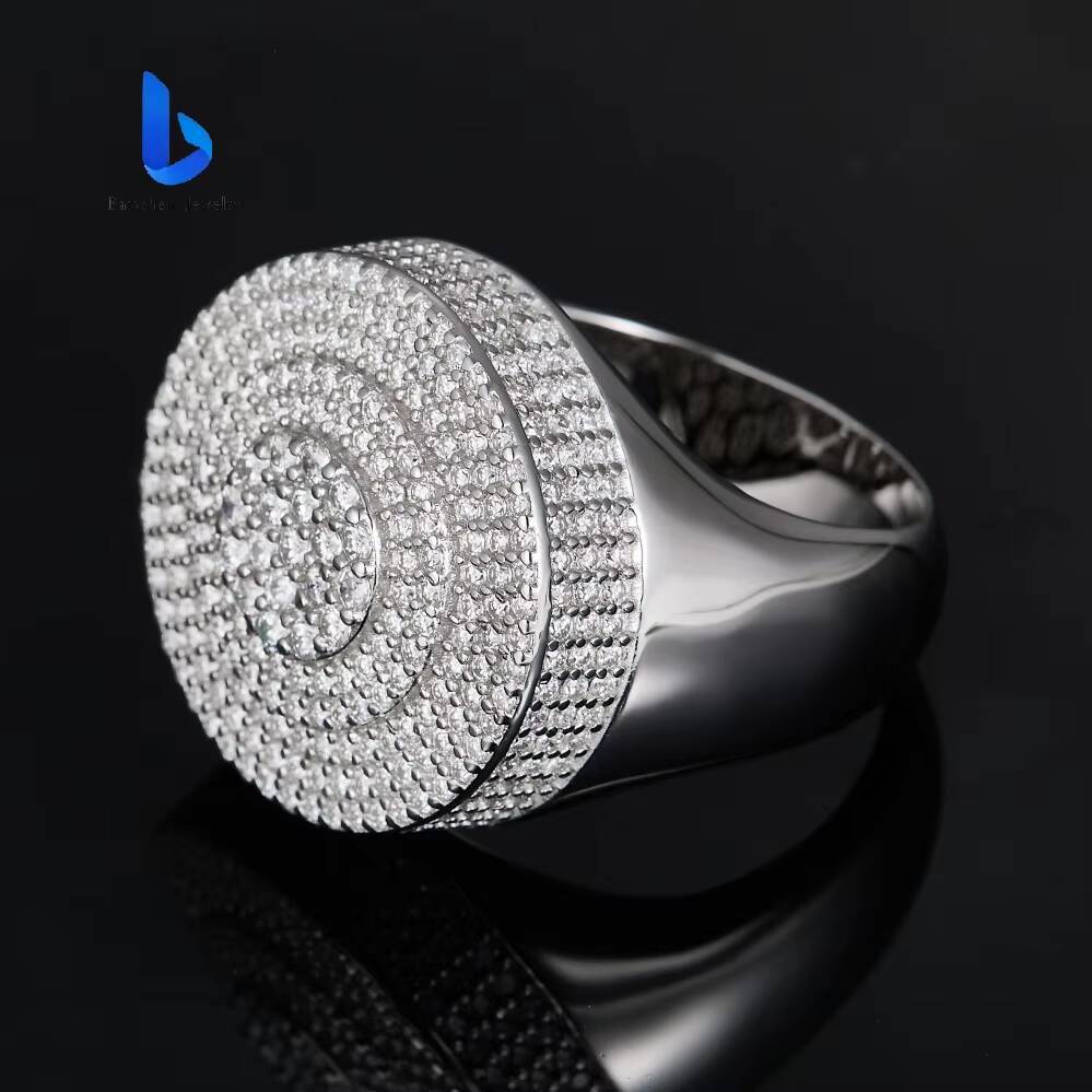 The Round Design Iced Out 925 Sterling Silver Men Ring VVS Grade Moissanite Stones Customizable Hip Hop Jewelry for Men