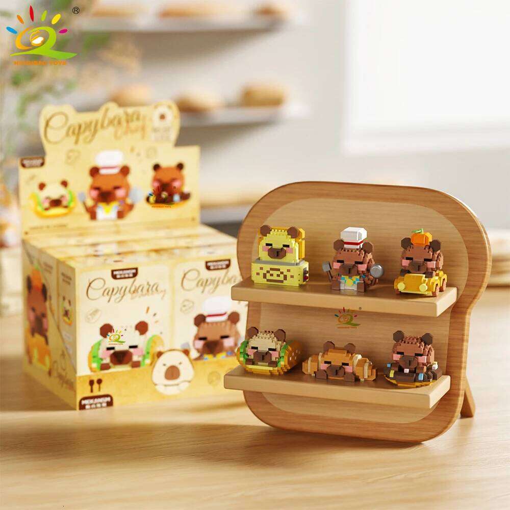 HUIQIBAO MOC Capybara Cavy Animal Micro Building Block Guinea Pig Mini Diamond Model Brick Toy for Children Desk Decor. Z260306