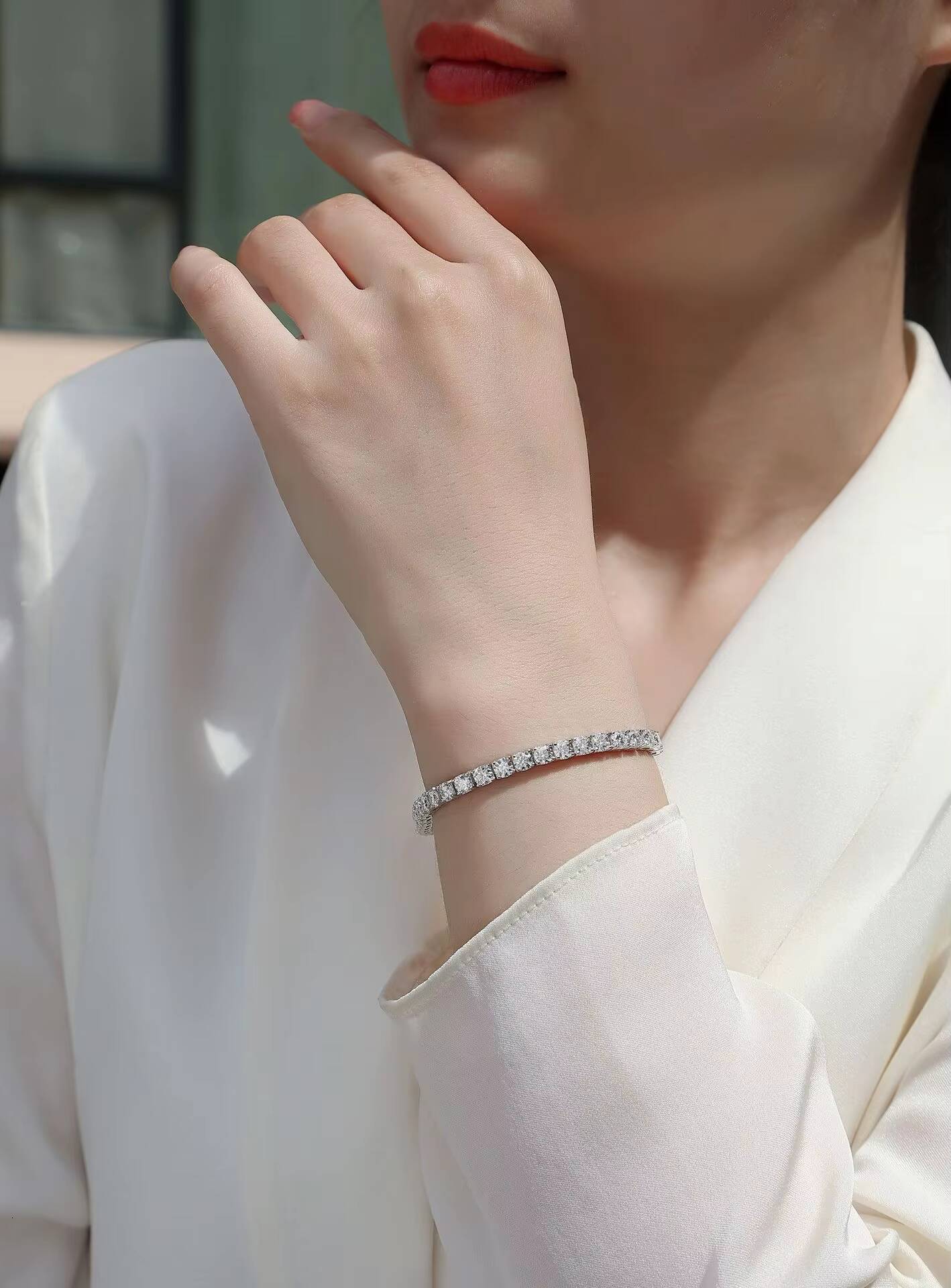 65mm White 925 Sterling Silver VVS Moissanite Diamond Cuban Link Chain Bracelet Iced Out Mossanite Jewelry Men Women Bracelet