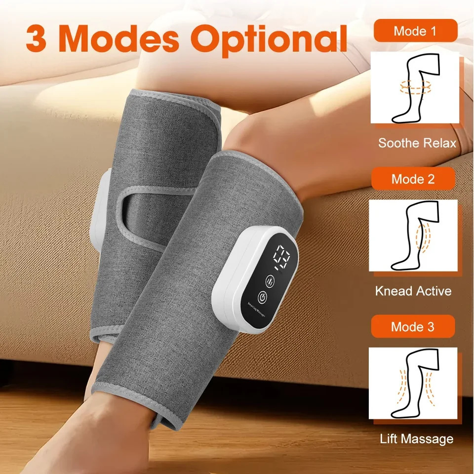 Electric Leg Massager Wireless Rechargeable Air Compression Calf Massage Relax Leg 3 Modes 360 Air Pressure Air Bag Leg Massage 260304