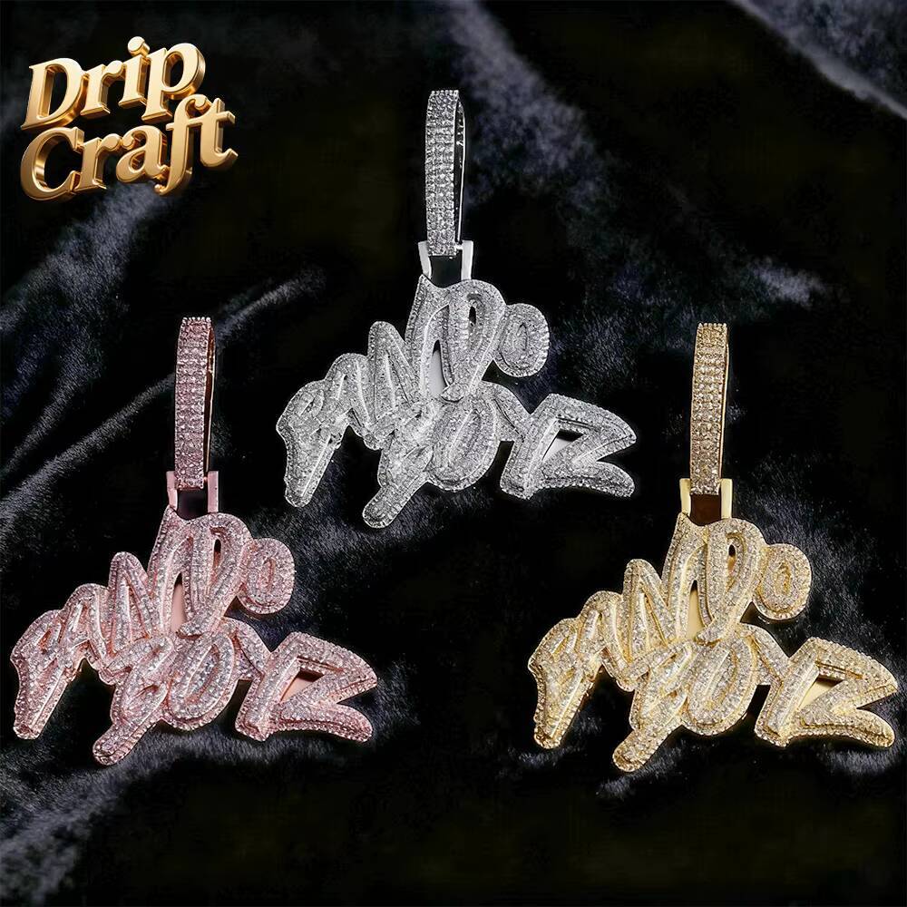 Hip-hop Bando Boyz Pendant Necklace Gold Plated Link Chain silver vvs moissaniteia Unisex Trendy Jewelry