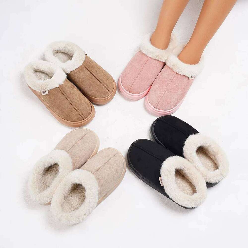 Winter Casual House Men 2026 Outdoor Warm Cotton Shoes For Women Indoor Plush Padded Slippers Female