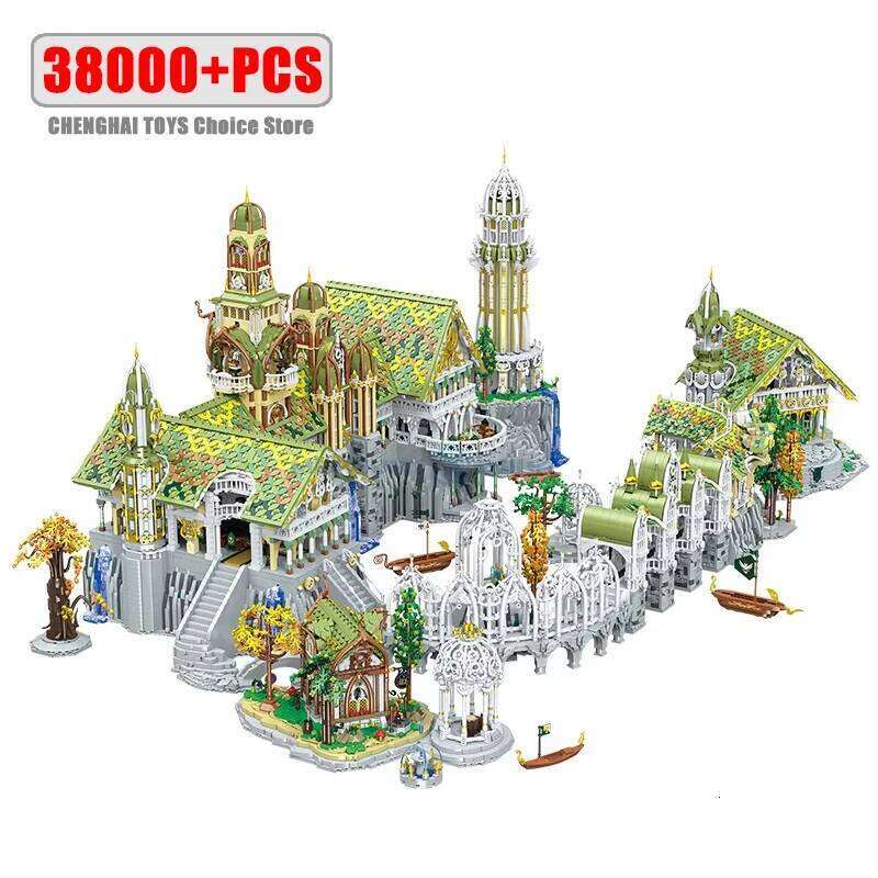 European Elf City Building Blocks Set Nine-in-one Giant Palace Models Bricks Desktop Decoration Diy Toys For Kids Holiday Gifts Z260306