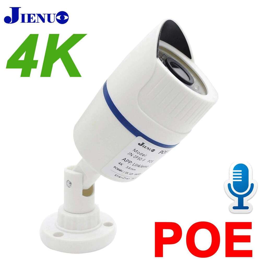 JIENUO 4K Poe Camera IP Outdoor Waterproof Security Surveillance Night Vision 4MP 5MP 8MP Audio CCTV Video HD Home Cam Net 26W0306