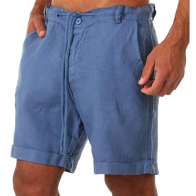 Lightweight Cotton Linen Shorts with Elastic Waistband for Comfortable Outdoor Wear Men's Clothing Daily Outfit - view 9