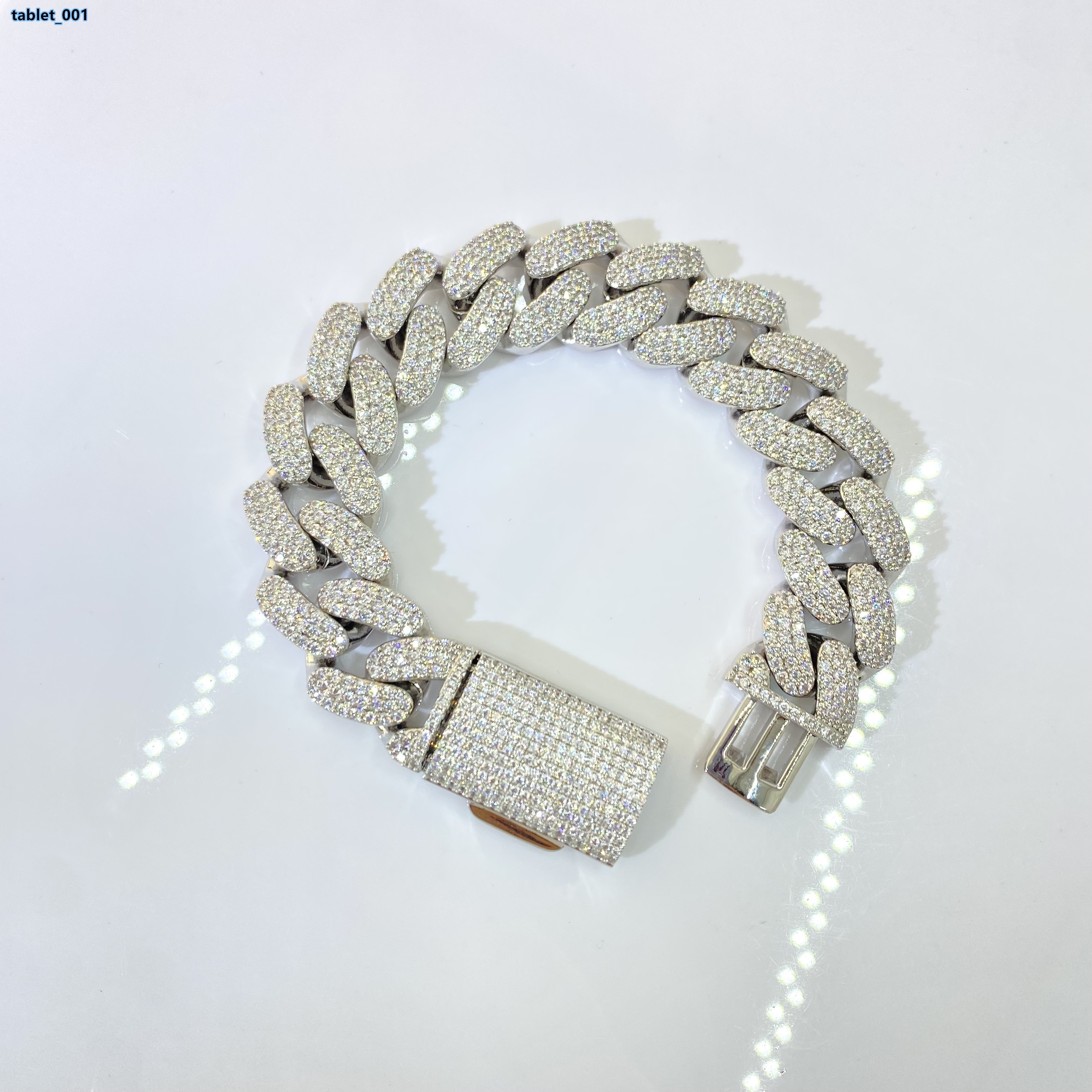 Hip Hop Fashion Silver Brass Link Cuban Chain Iced Out Zircon 1mm-15mm Moissanite Cuban Bracelet Jewelry