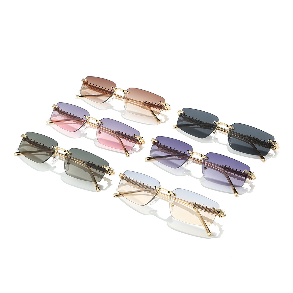 New with a European American high-end feel, personalized rivet-leg sunglasses, square cut-edge frameless sunglasses for men and women