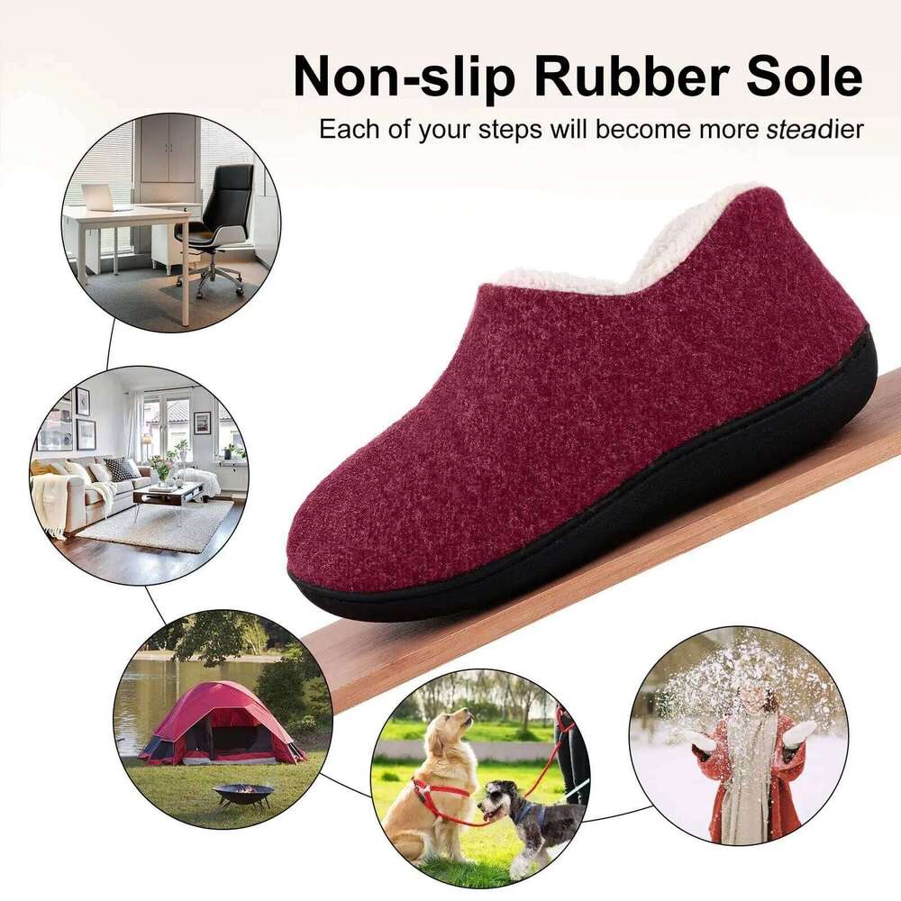 Litfun Winter Plush Lining Shoes Leisure Rubber Sole Indoor Slides Fluffy Warm Cozy Outdoor Women's Cotton Slippers