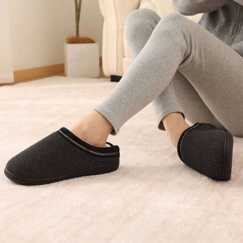 Litfun Winter Warm Cotton Shoes For Soft Memory Foam Casual Indoor Flat Slides Short Plush Men Fluffy Home Slippers