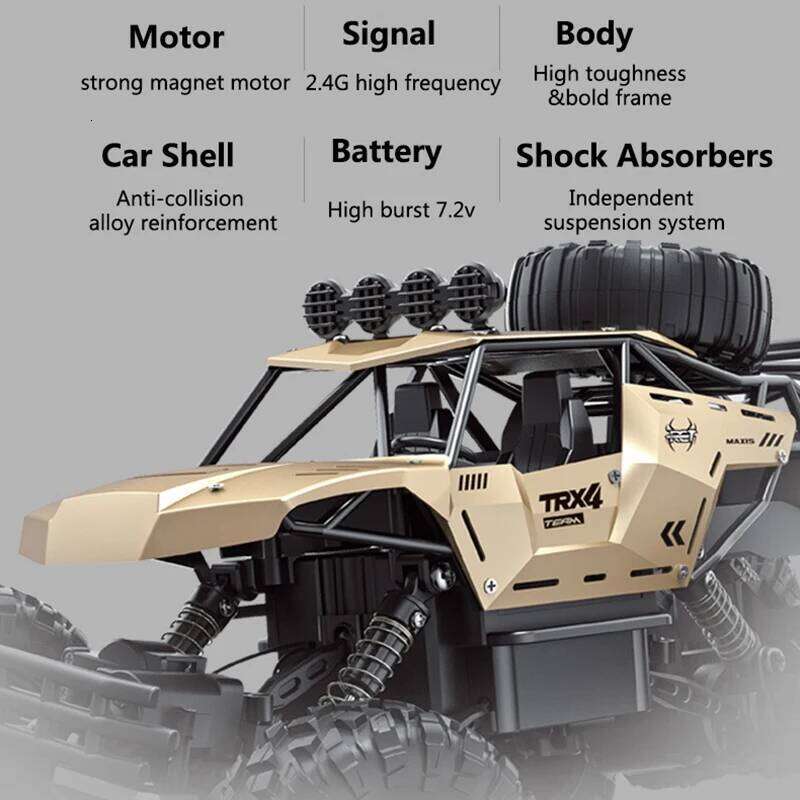 1:8 Large Six Wheel 4WD Off Road Climbing Remote Control Car 2.4G Shock Absorber Alloy Shell 150M Electric RC Truck Buggy Toy C260305