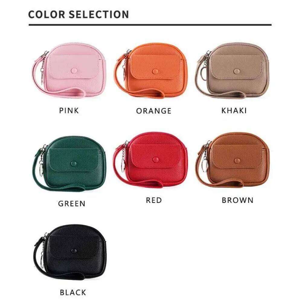 Retro with Wrist Lanyard Handheld Wallet Korean Style Solid Color Zipper Coin Purse Clutch Earphone Pouch Small Item Bag Travel C260304