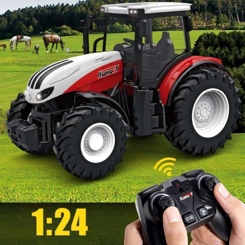 2.4 GHZ Remote Control Toy Kids RC Tractor Set Toddlers Farm Vehicle Toys for 3 4 5 6 7 8 9 Year Old C260305