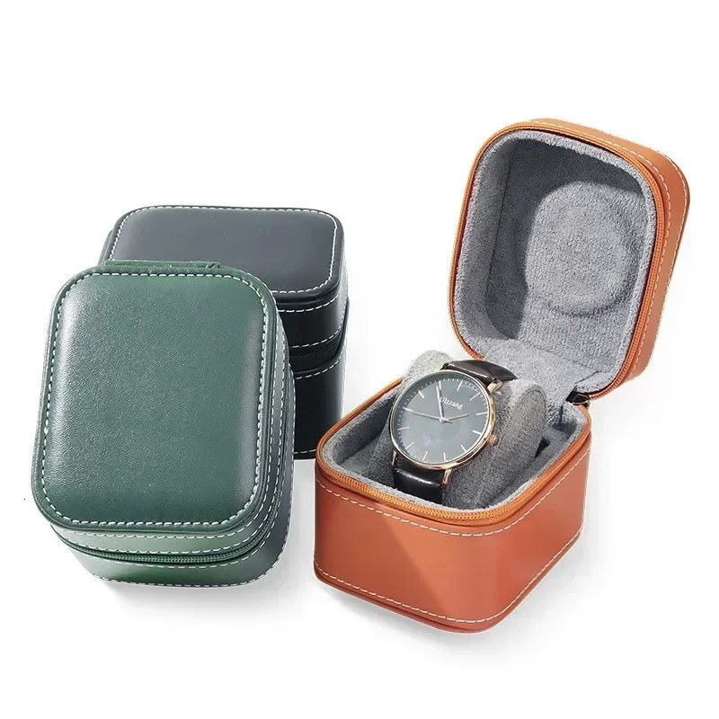 Single Watch Case PU Leather Watch Travel Case with Removable Cushion Jewelry Storage Case Organizer Portable Square Watch Box 260304