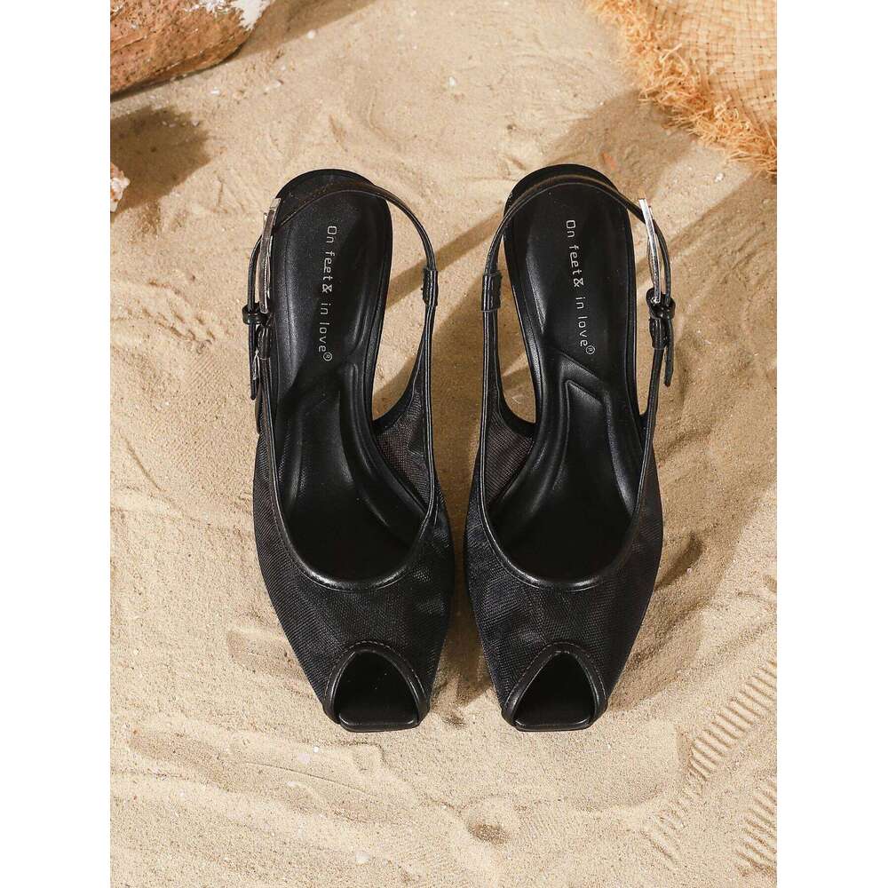 Women's Fashion Elegant Comfortable Mesh Open-Toe Chic Versatile Stiletto Heels