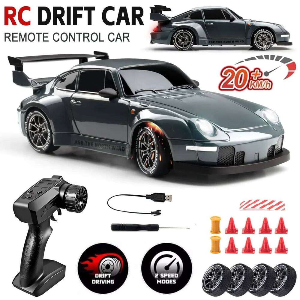 Remote Control Car RC Drift 2.4GHz 1:24 Scale 4WD 20KM/H High Speed Model Vehicle with LED Lights Drifting Tire Racing Sport Toy C260305