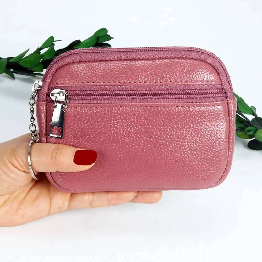 Women Mini PU Leather Female Card Holder Coin Short Wallets Small Purse Zipper Keychain Clutch Bag Wallet C260304